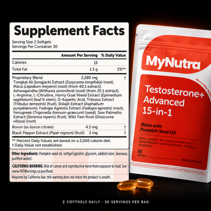 MyNutra® - Testosterone+ Advanced 15-in-1 Softgels