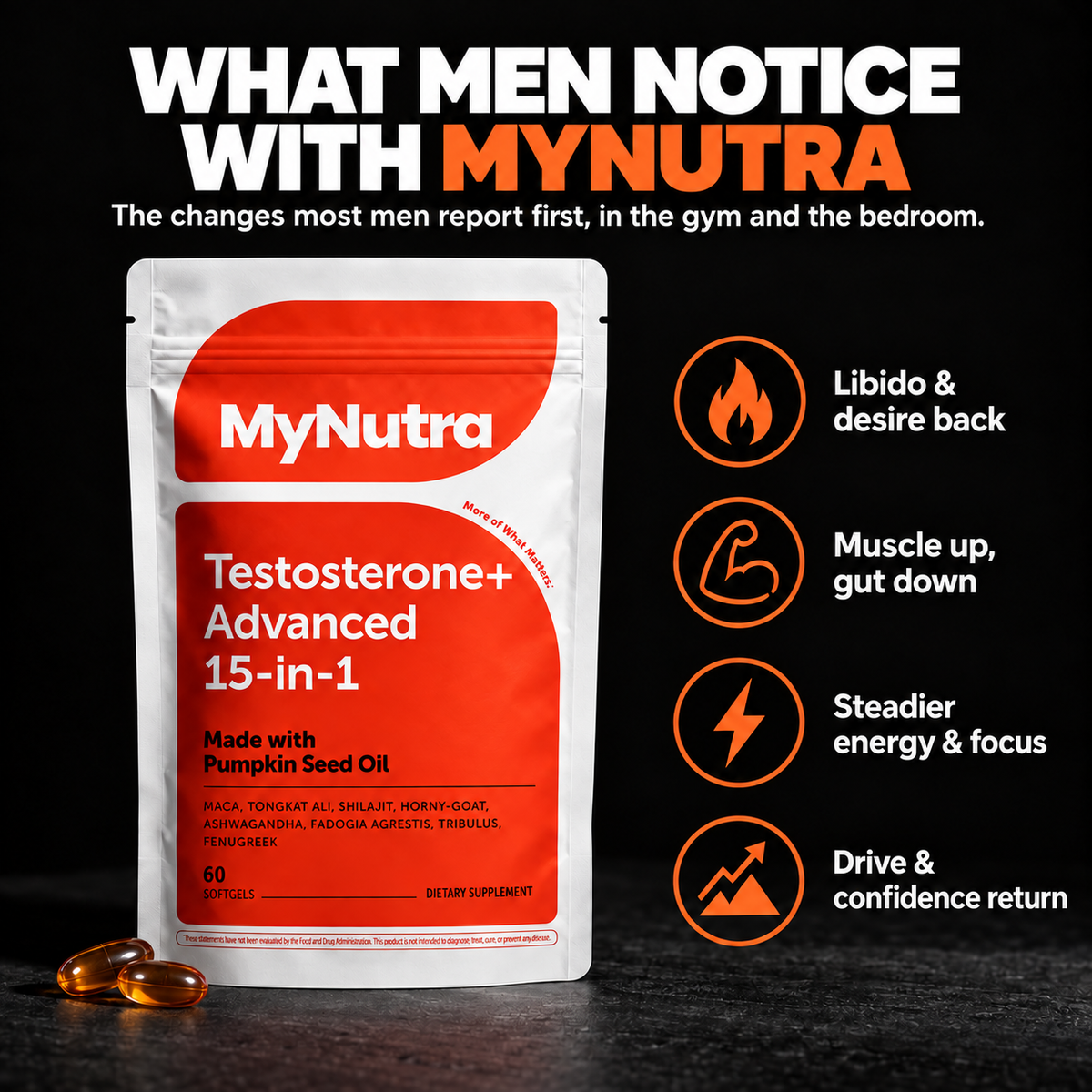 MyNutra® - Testosterone+ Advanced 15-in-1 Softgels