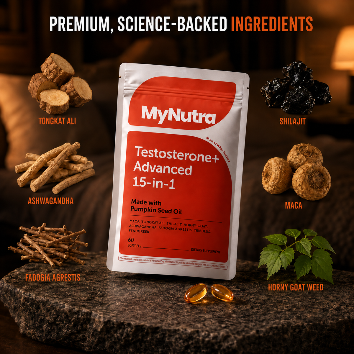 MyNutra® - Testosterone+ Advanced 15-in-1 Softgels
